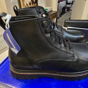 Birkenstock Highwood Lace Up Mid Boots Black Ankle Leather MENS 9 US UK 8 NEW